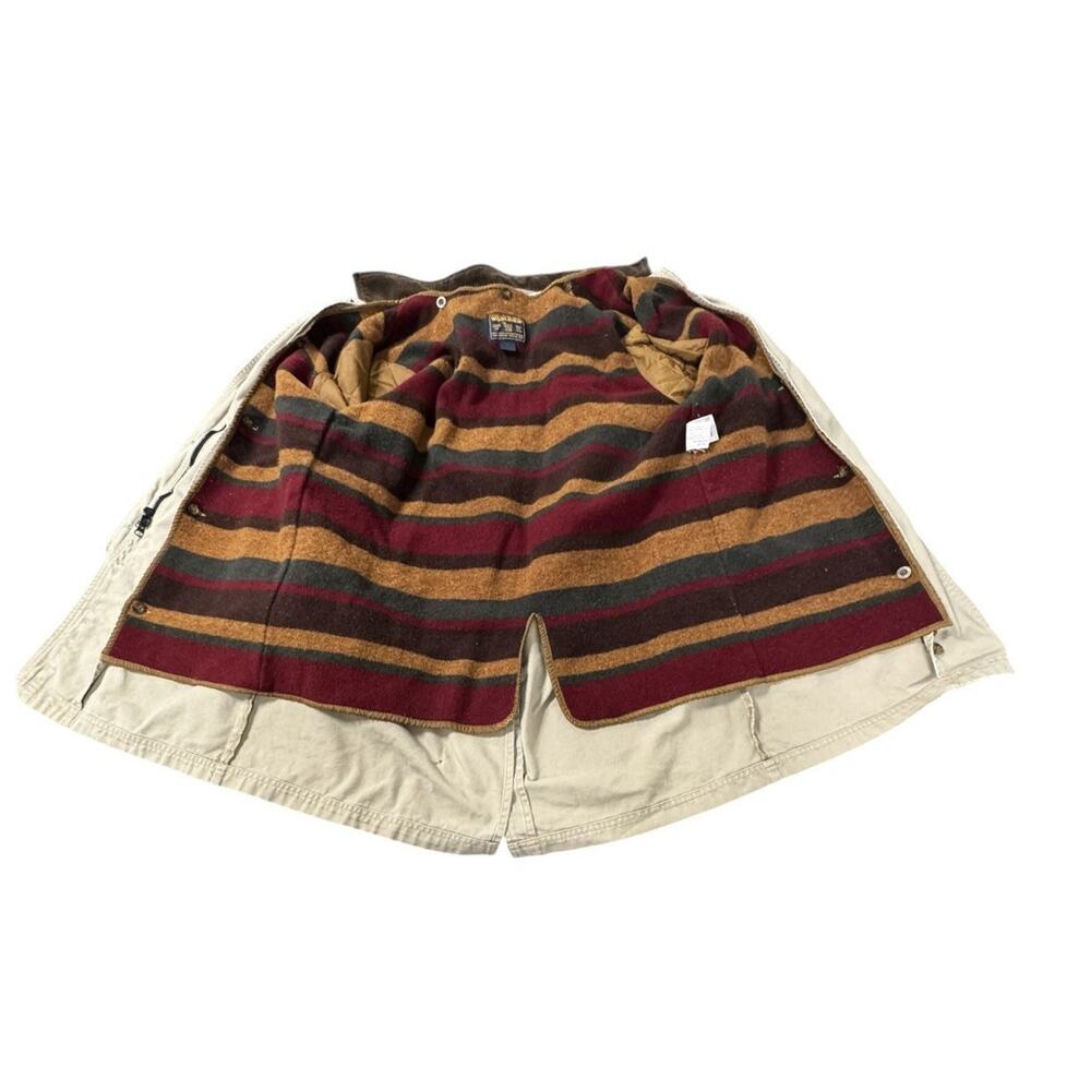 Vintage Woolrich Women's M Beige Remove Wool Blend Blanket Lined Chore Barn Coat - Picture 3 of 16